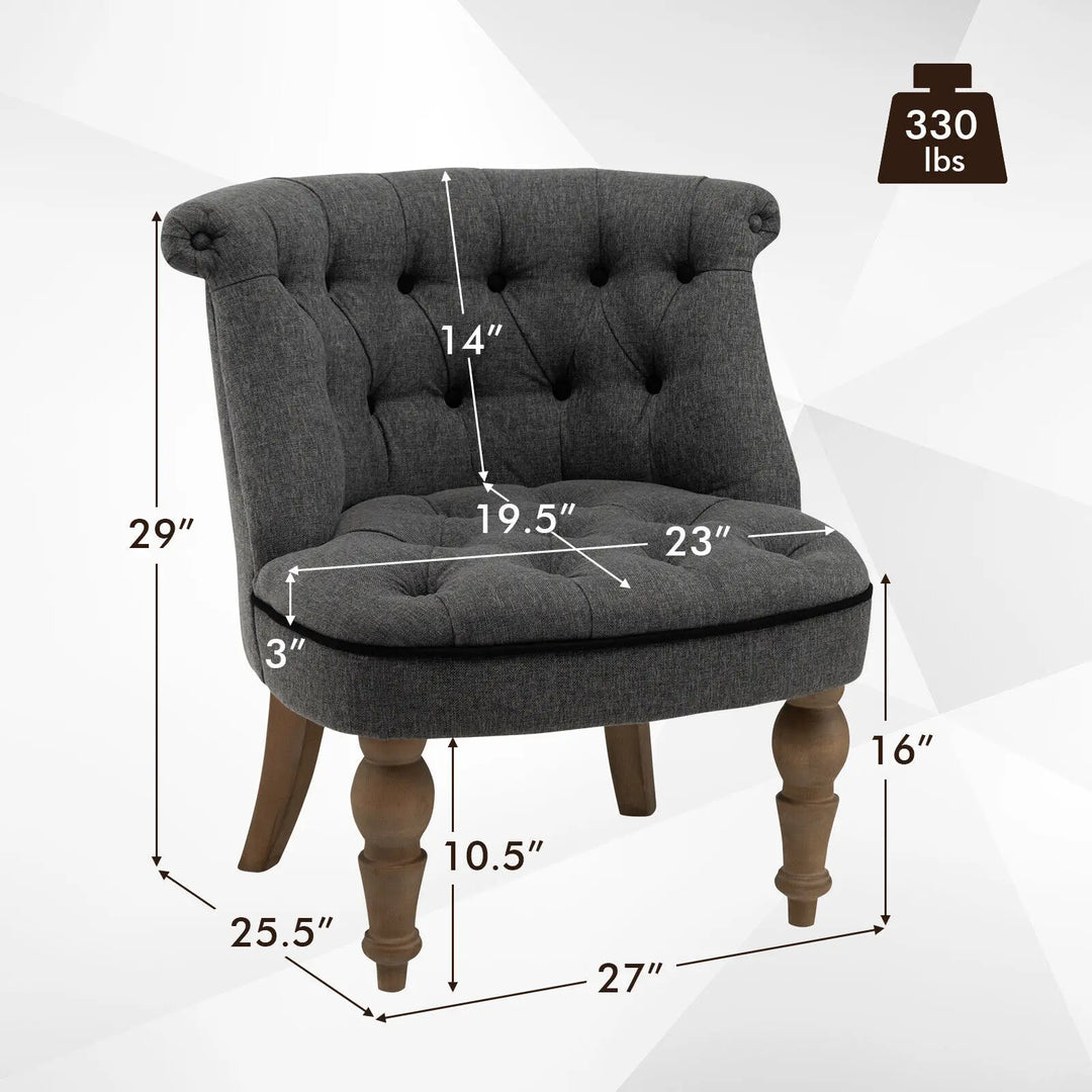 Set of 2 Armless Accent Chairs Upholstered Slipper Chairs w/ Beech Wood Legs