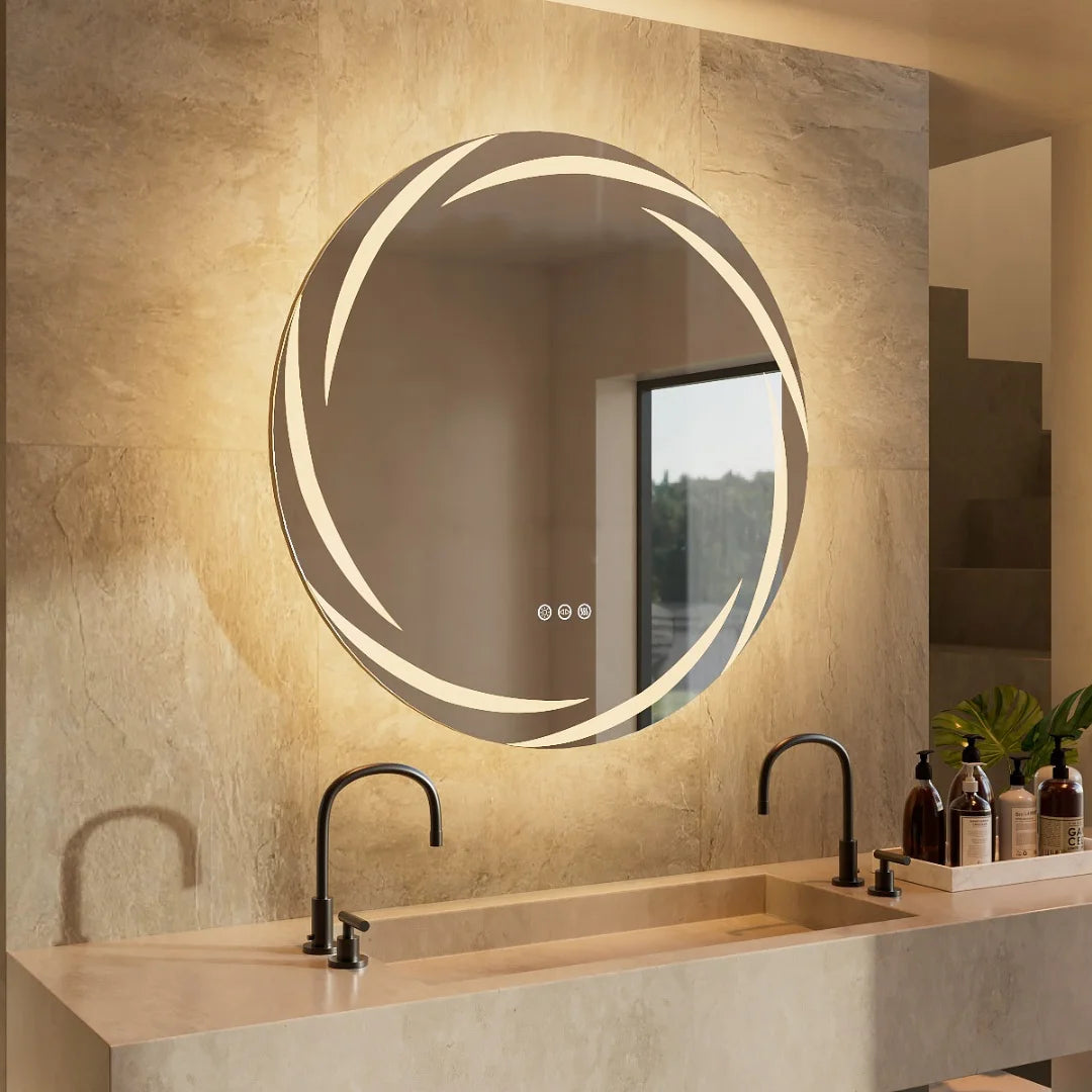 80 cm Round LED Backlit Bathroom Vanity Mirror – Anti-Fog, Touch Sensor | Trufairs