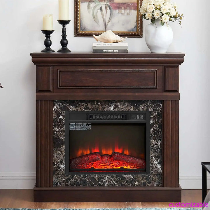 43" Electric Fireplace with Mantel, Electric Fireplace Heater, TV Stand w/Freestanding Electric Fireplace, Fireplace Mantel