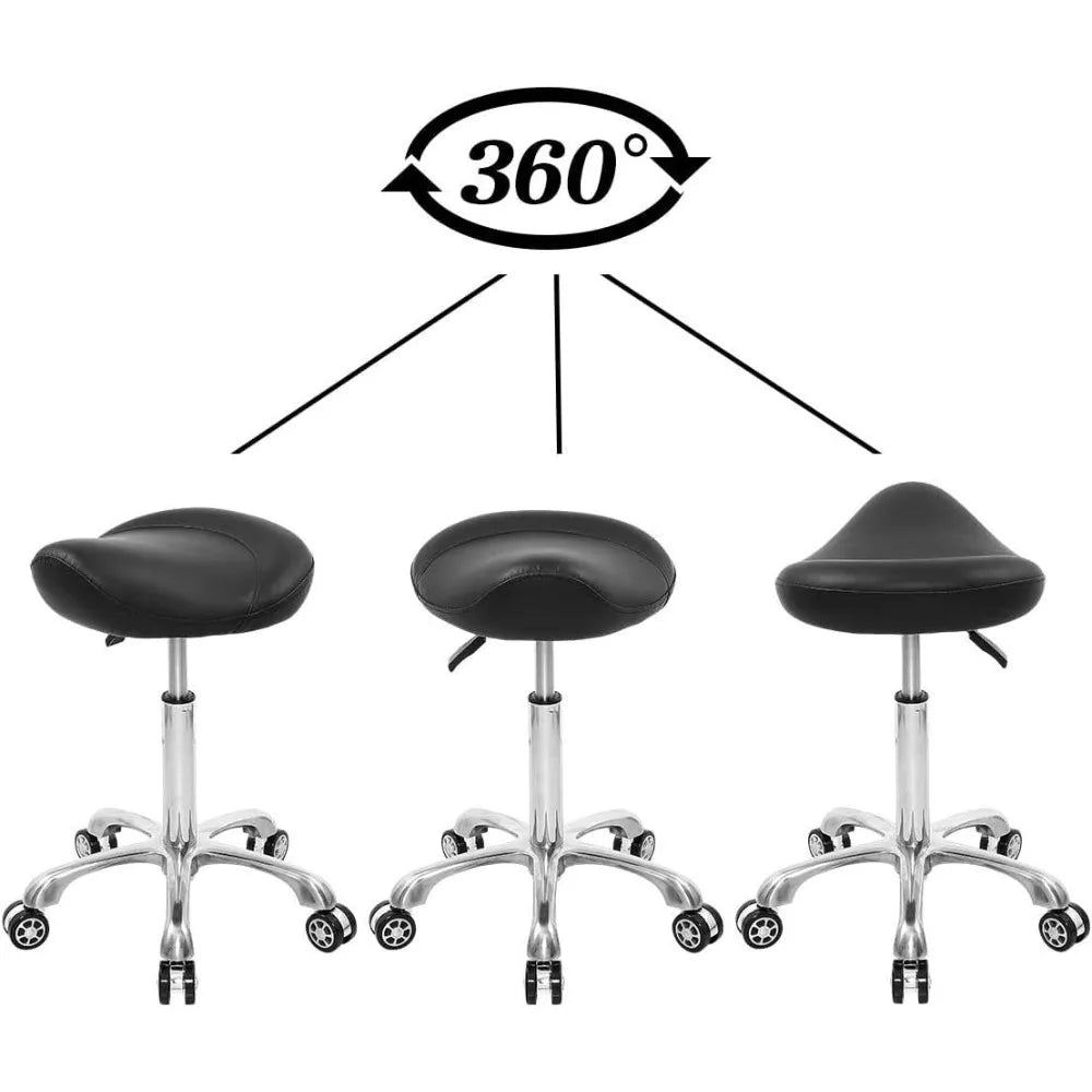 Free Delivery - Stool Rolling Chair Hydraulic Adjustable with Wheels for Office Home Salon Spa Studio (Black)