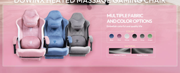 Dowinx Gaming Chair with Heated Massage Lumbar Support, Breathable Fabric Office Chair with Pocket Spring Cushion and Footrest,