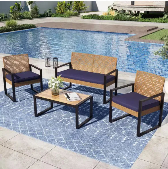 Patio Furniture Set with Cushions, Chairs,Sofa and Tea Table, make sure you are feeling fine on a nice summer day