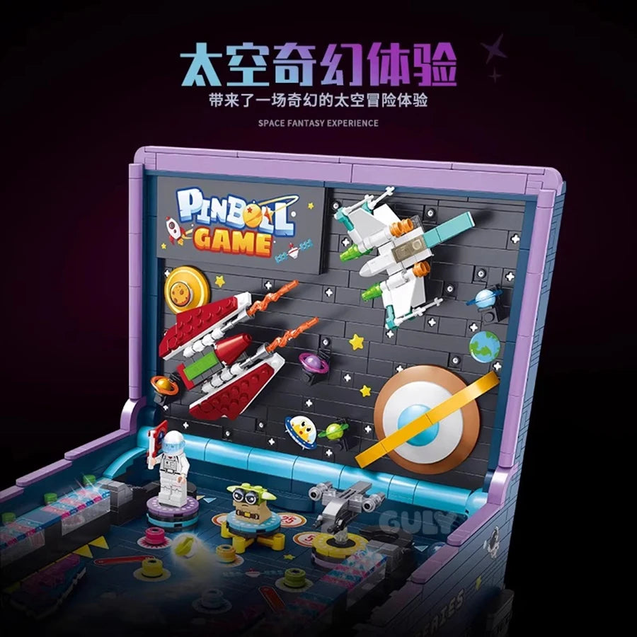 High Quality Building Blocks Pinball Machine, Game Table, Coin Operated, Children's Puzzle Assembly Model, Boy Creative Gift Toy