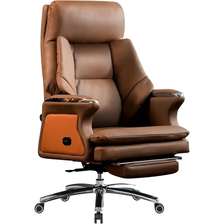 Winston Heated Massage Office Chair with Ventilation, Ergonomic Reclining Leather Executive Chair with Adjustable