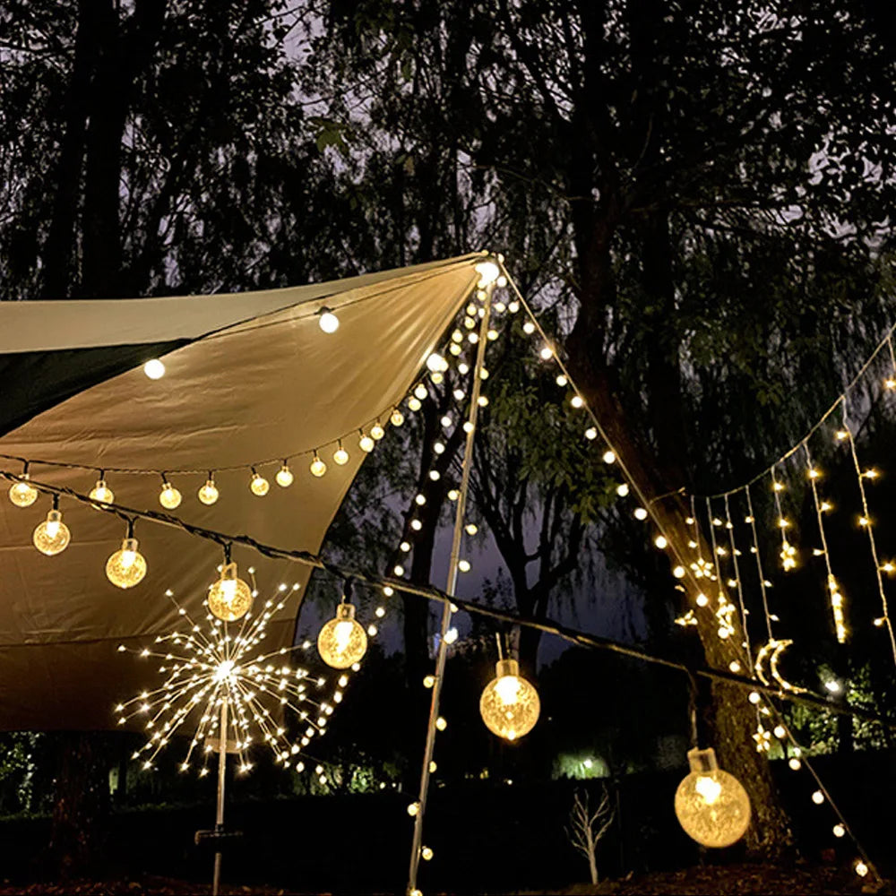 Solar Crystal Ball String Lights â€“ 4 Colors, 8 Modes Outdoor Garden & Balcony Accent | Eco-Friendly LED Decor | Trufairs