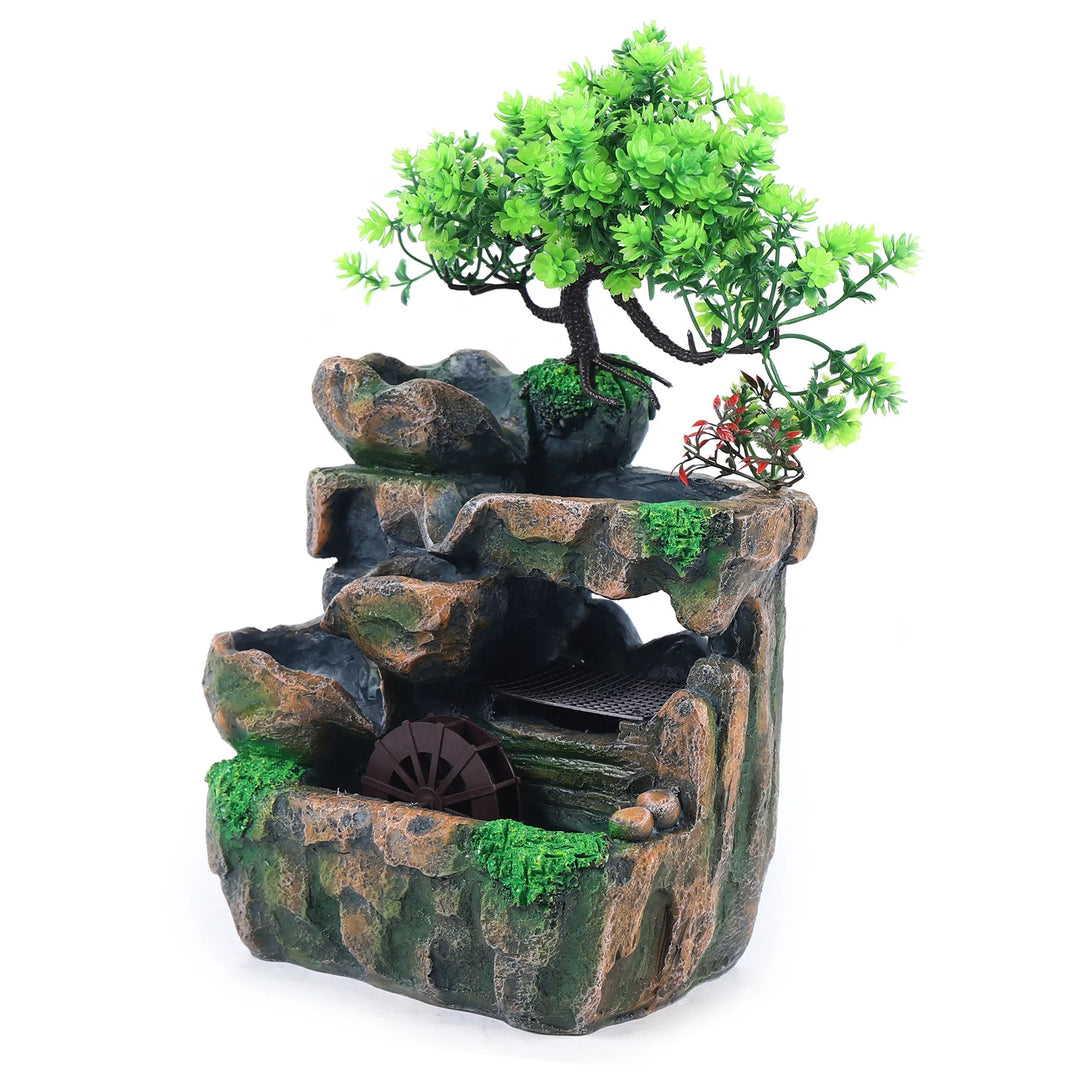 Indoor Room Fountain Waterfall Decor Desktop Fountain Decoration Water Feature with Colour Changing LED Lighting Zen Meditation