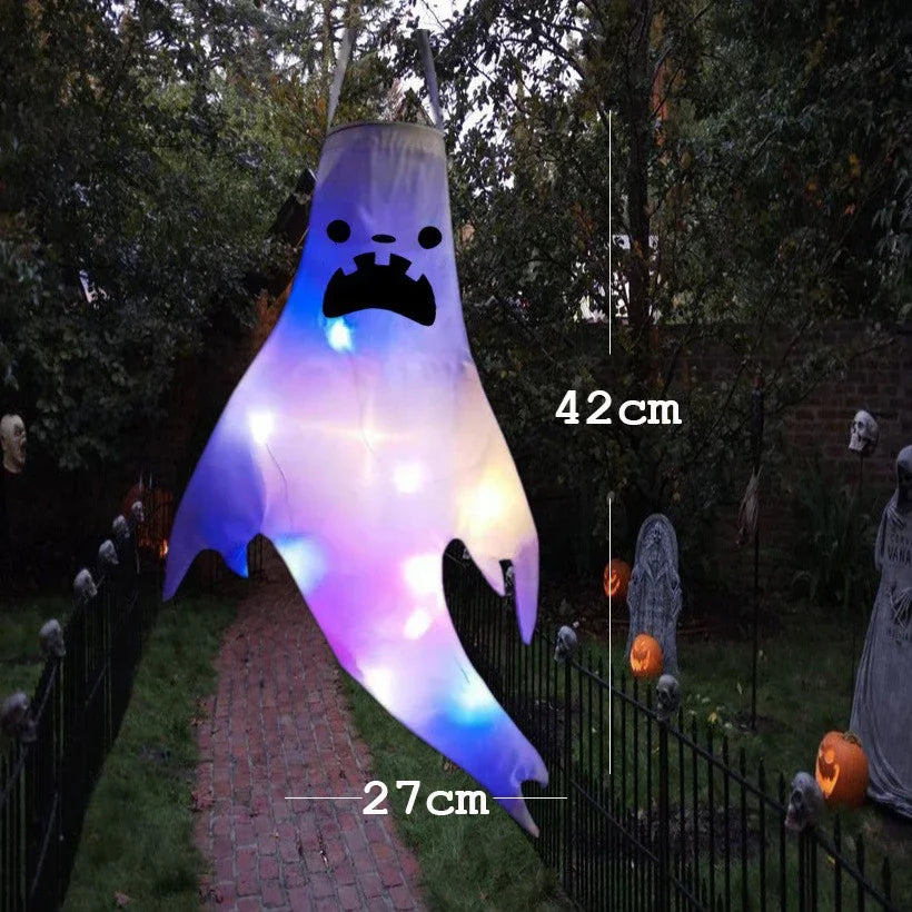 42/130cm Halloween Outdoor Ghost pendant LED Lights Battery Power Ghost Horror Grimace Glowing Party Props Halloween Decoration