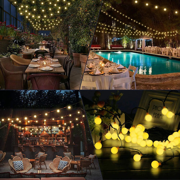 Solar Crystal Ball String Lights â€“ 4 Colors, 8 Modes Outdoor Garden & Balcony Accent | Eco-Friendly LED Decor | Trufairs