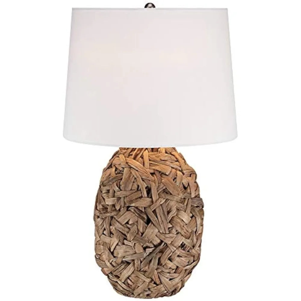 Nantucket Modern Coastal Nautical Table Lamp 26" High Natural Woven Seagrass White  for Bedroom Living Room House Home