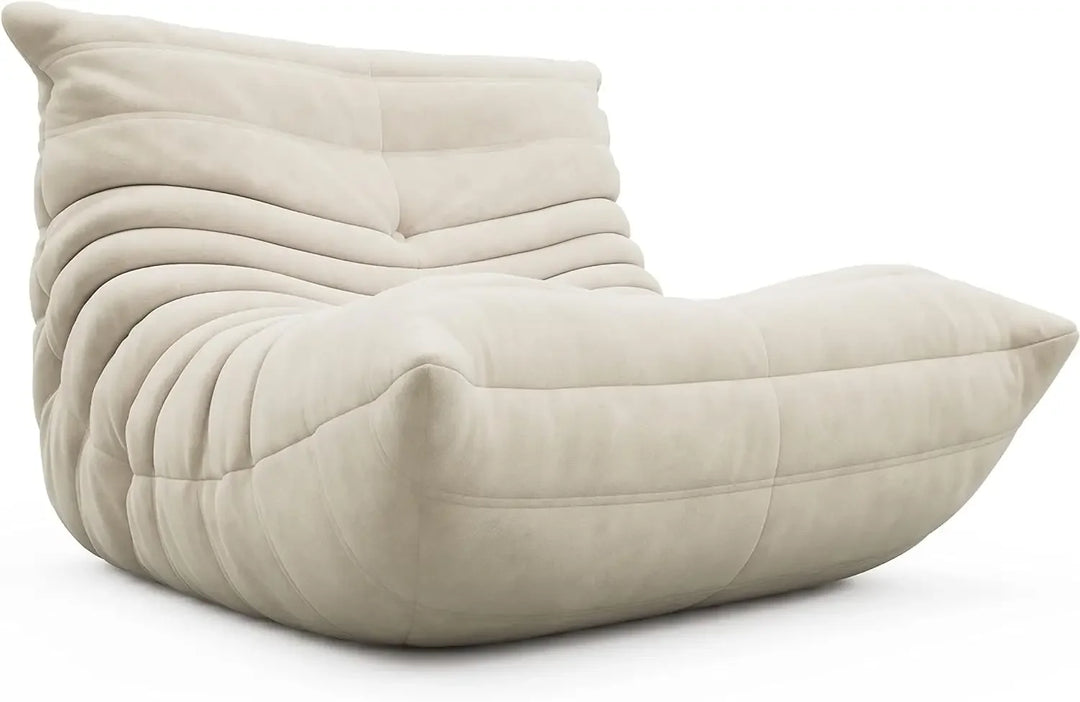 Mid-Century Modern Orange Faux Leather Floor Sofa Soft Lounge Chair Accent Couch for Living Room Bedroom Salon Office