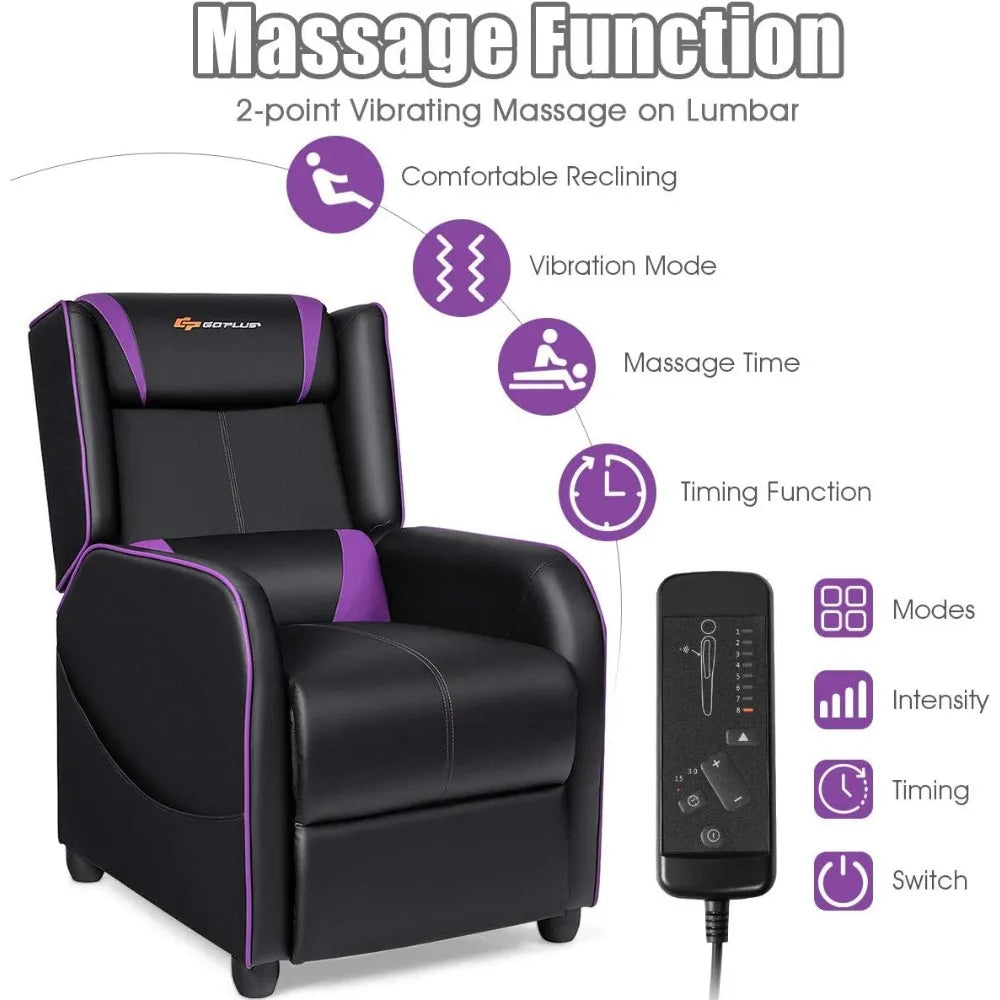 ergonomic leather gaming recliner for adults: adjustable sofa with footrest, lumbar and head support