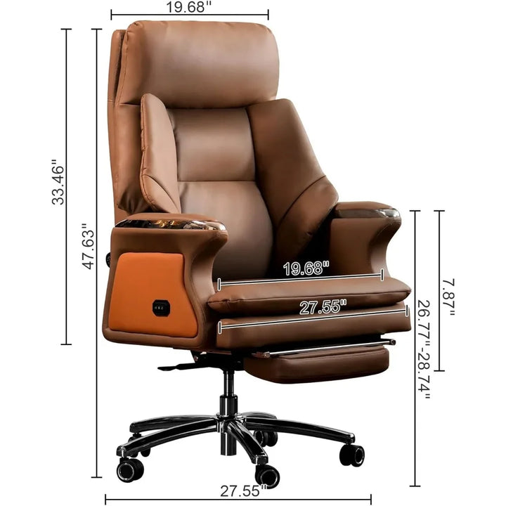 Winston Heated Massage Office Chair with Ventilation, Ergonomic Reclining Leather Executive Chair with Adjustable