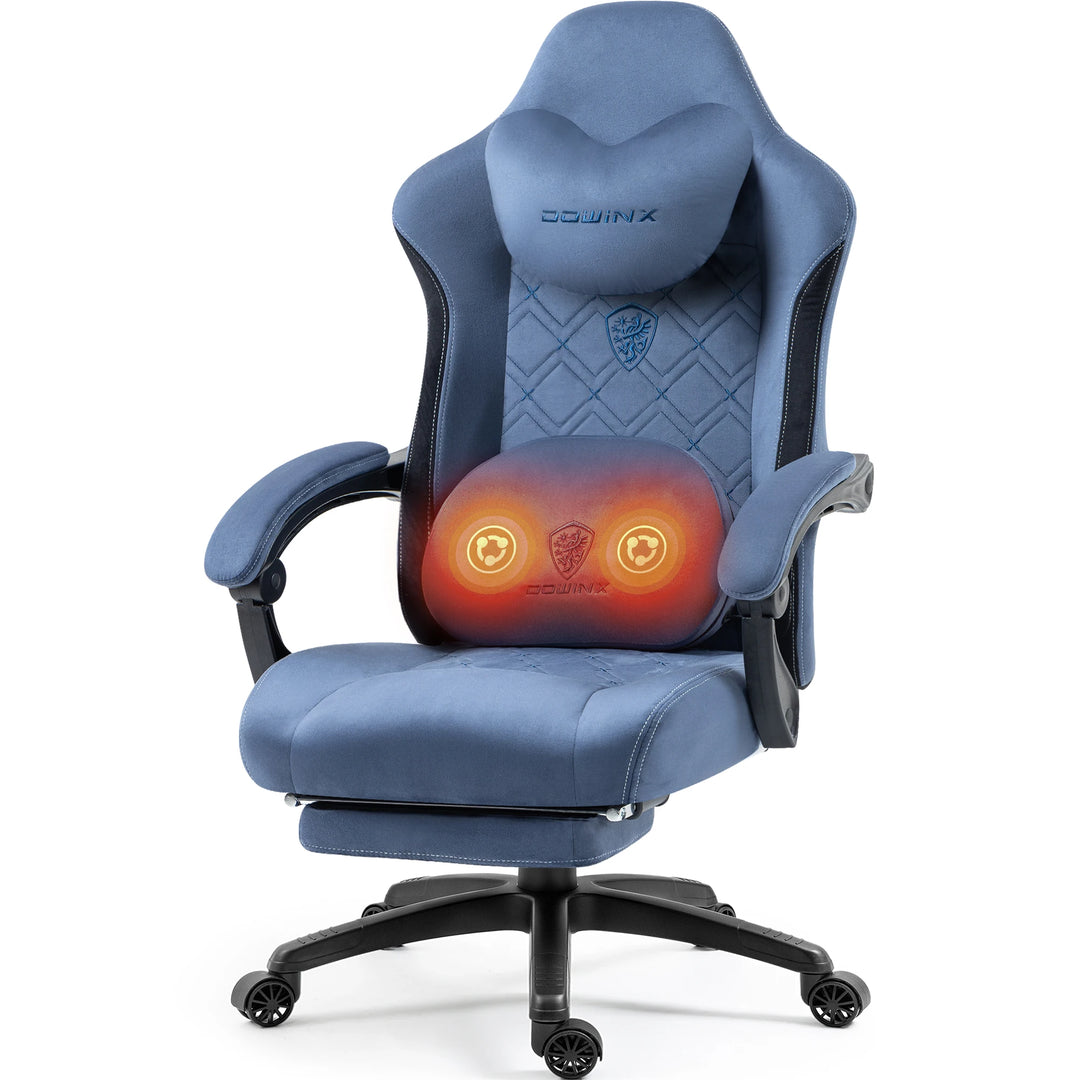 Dowinx Gaming Chair with Heated Massage Lumbar Support, Breathable Fabric Office Chair with Pocket Spring Cushion and Footrest,