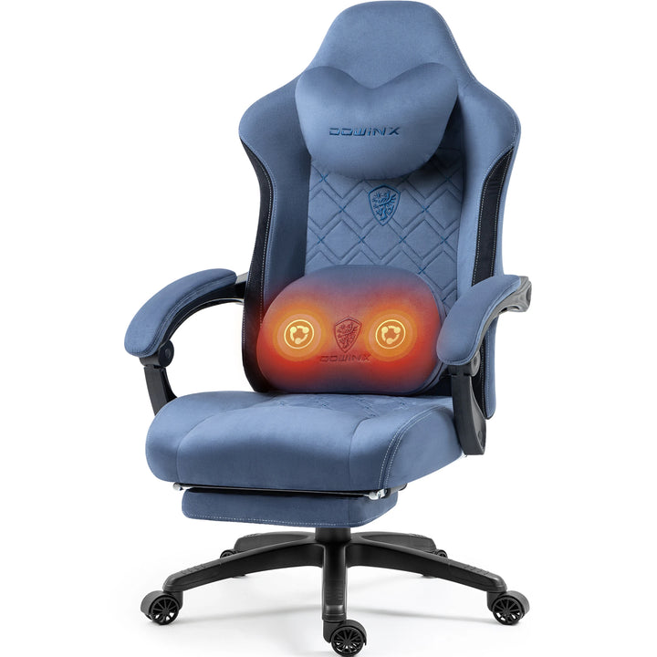 Dowinx Gaming Chair with Heated Massage Lumbar Support, Breathable Fabric Office Chair with Pocket Spring Cushion and Footrest,