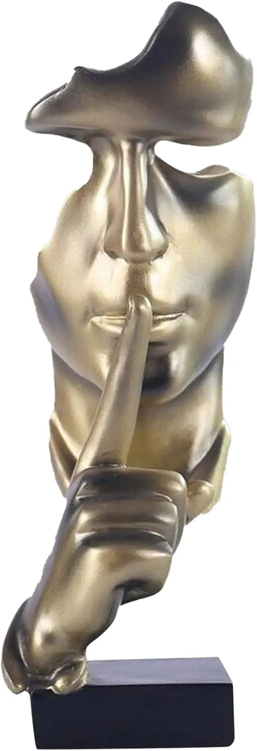 Statue, Silence is Gold Abstract Art Figurine,Modern Home Resin Sculptures Objects,Table Top Decor forDecor, Statue(Gold)