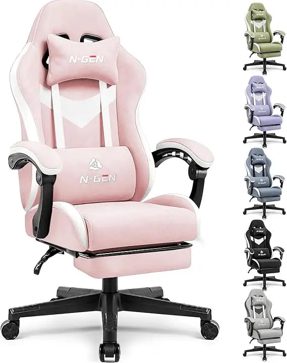 Video Gaming Chair Office Computer Desk Use Ergonomic Reclining Backrest Adjustable Armrests Lumbar Support Footres