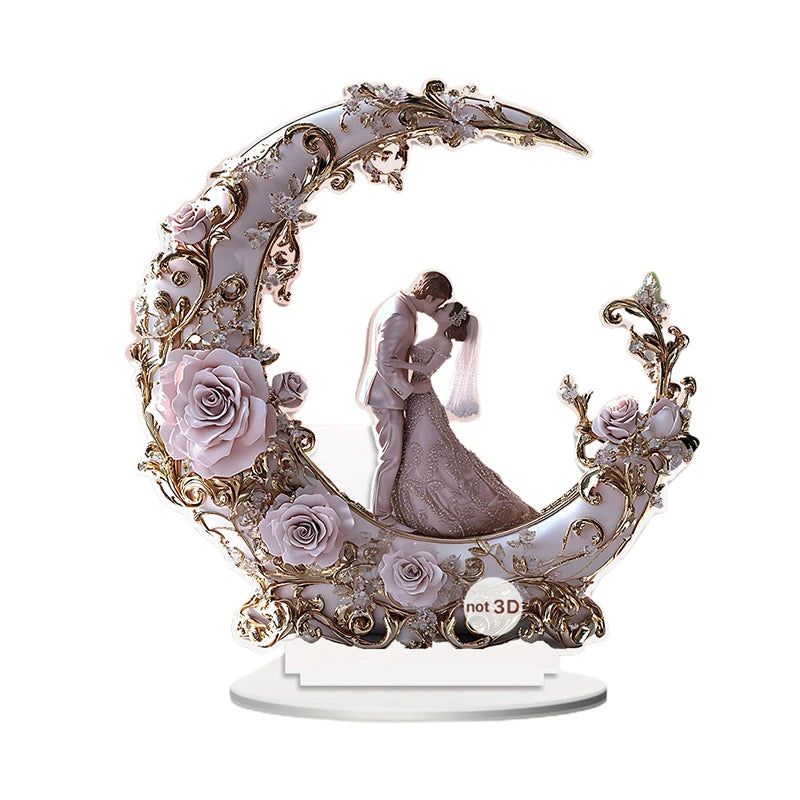 Elegant Wedding Couple Figurines for Tabletop Decor Office Desk TV Cabinet or Desktop Ornament Display