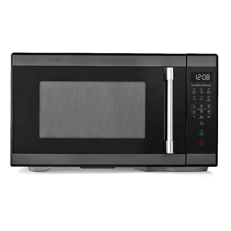 Hamilton Beach 1.1 Cu ft Countertop Microwave Oven, White and Stainless Steel