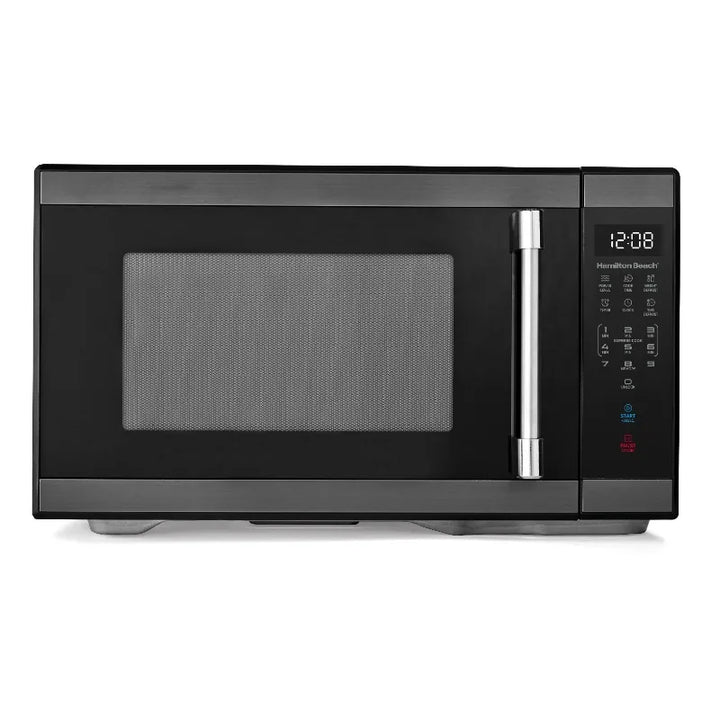 Hamilton Beach 1.1 Cu ft Countertop Microwave Oven, White and Stainless Steel