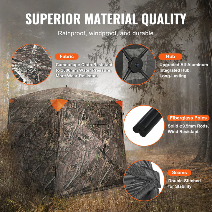 SucceBuy Hunting Blind 270° See Through Ground Blind 4-5 Person Pop Up Deer Blind for Hunting Portable for Turkey and Hunting