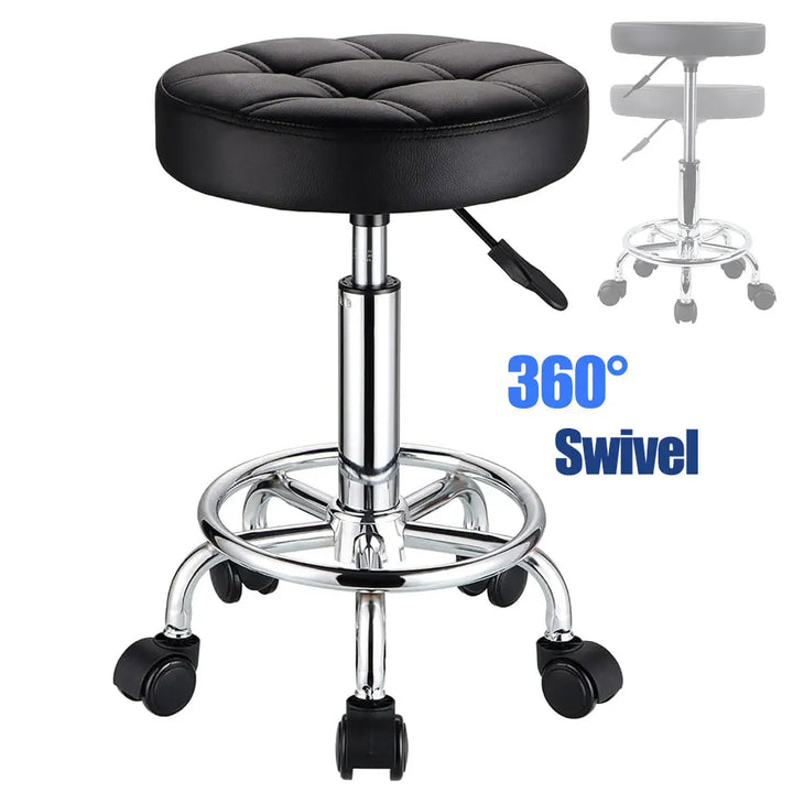 Multi Functional Lifting Chair with PU Leather Seat Swivel Height Adjustment Tattoo Chair Stools Rotatable Pulley Work Chairs
