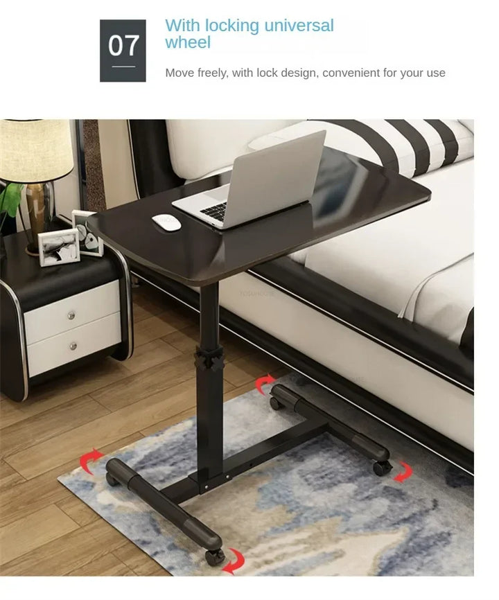 Creative Foldable Computer Desks Living Room Sofa Lazy Bed Office Desk with Wheels Lifting Bedside Table European Home Furniture