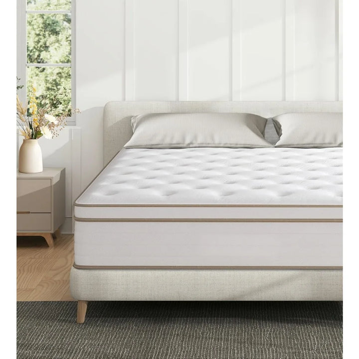 Hybrid 10 Inch Full Size Mattress in a Box, Memory Foam & Individually Pocket Spring for Pain Relief, Medium Firm