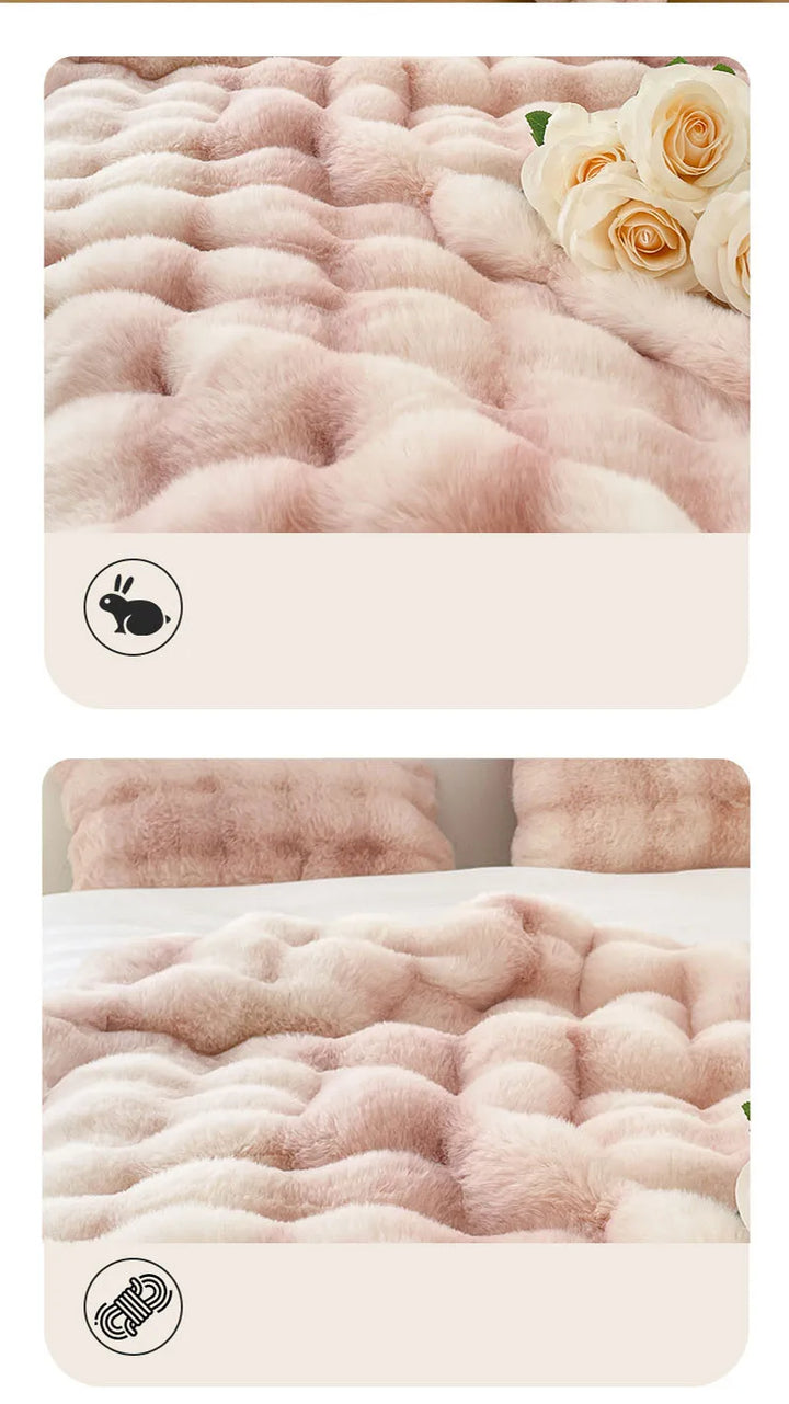 Luxury Thickened Rabbit Fur Plush Blanket High End Ultra Soft Cozy Office Nap Blanket Autumn Winter Sofa Cover for Living Room