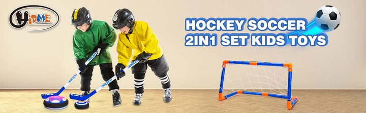 Hover Soccer Ball set, 2-in-1 Indoor and Outdoor Soccer Ball, Hover Hockey Set for Kids Ages 3 +, Rechargeable LED Birthday Gift