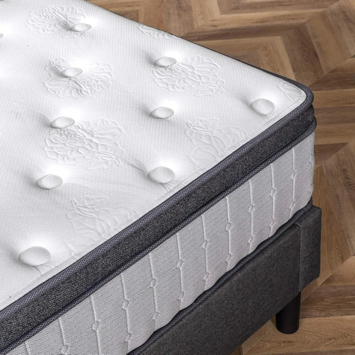 12 Inch Comfort Support Cooling Gel Hybrid Mattress, Queen, Euro Top Innerspring Mattress, Motion Isolating Pocket Springs