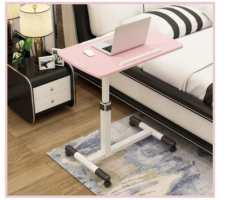 Creative Foldable Computer Desks Living Room Sofa Lazy Bed Office Desk with Wheels Lifting Bedside Table European Home Furniture