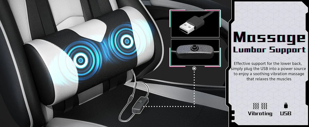 Ergonomic Gaming Chair with Swivel Seat&Headrest, Adjustable Video Game Chair with Massage Lumbar Support and Footrest Height