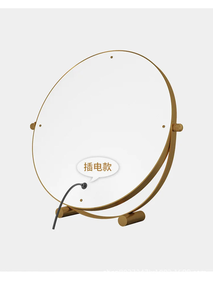 Metal Desktop Makeup Mirror  3-Level LED Lighted Vanity Mirror  Adjustable Rotating Makeup Mirror for Clear Imaging