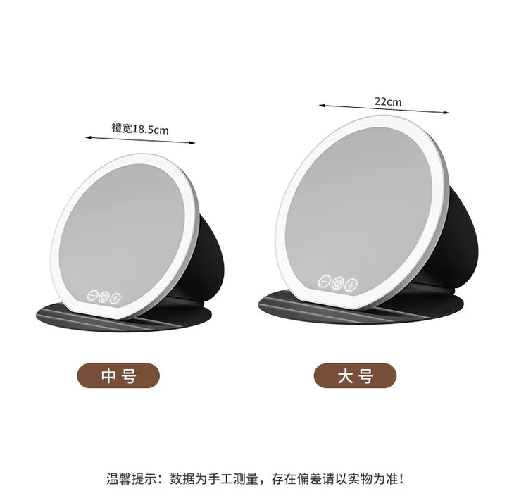 3 Colors Dimmable LED Makeup Mirror With Touch Screen Fold Cosmetic Makeup Mirror Rechargeable Tabletop For Travel & Home Use