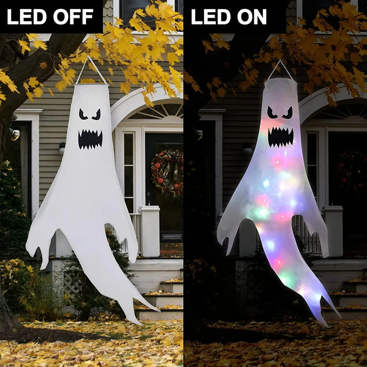 42/130cm Halloween Outdoor Ghost pendant LED Lights Battery Power Ghost Horror Grimace Glowing Party Props Halloween Decoration