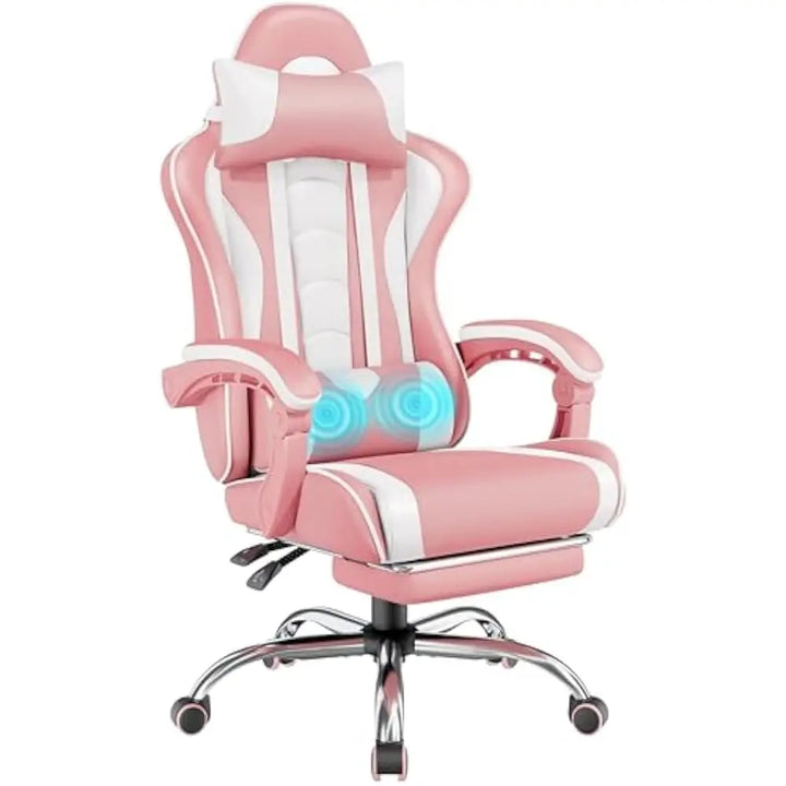 Ergonomic Gaming Chair with Swivel Seat&Headrest, Adjustable Video Game Chair with Massage Lumbar Support and Footrest Height