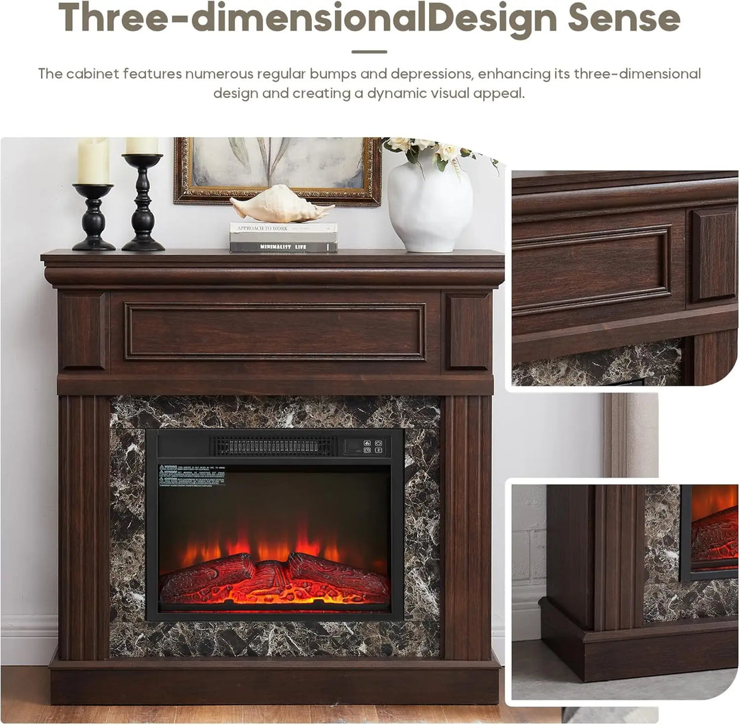 43" Electric Fireplace with Mantel, Electric Fireplace Heater, TV Stand w/Freestanding Electric Fireplace, Fireplace Mantel
