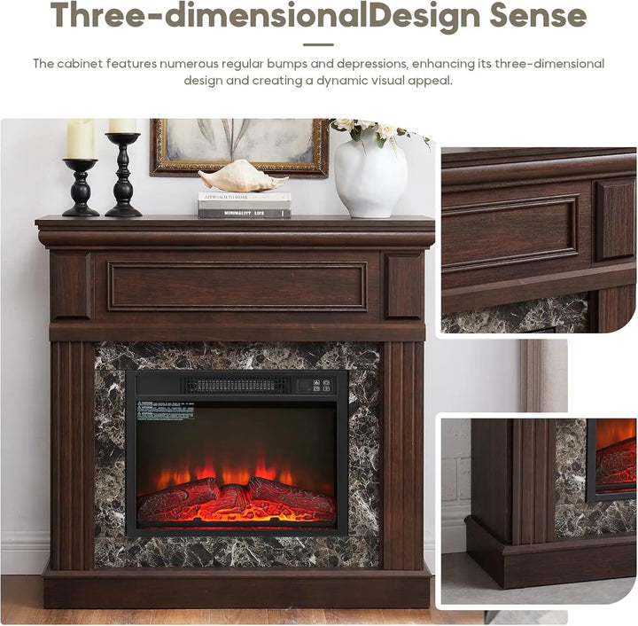 43" Electric Fireplace with Mantel, Electric Fireplace Heater, TV Stand w/Freestanding Electric Fireplace, Fireplace Mantel