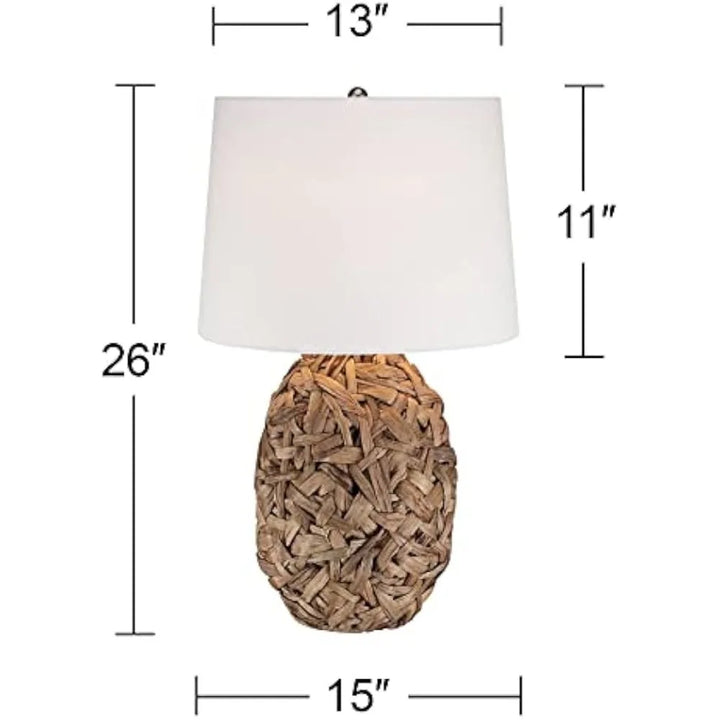 Nantucket Modern Coastal Nautical Table Lamp 26" High Natural Woven Seagrass White  for Bedroom Living Room House Home