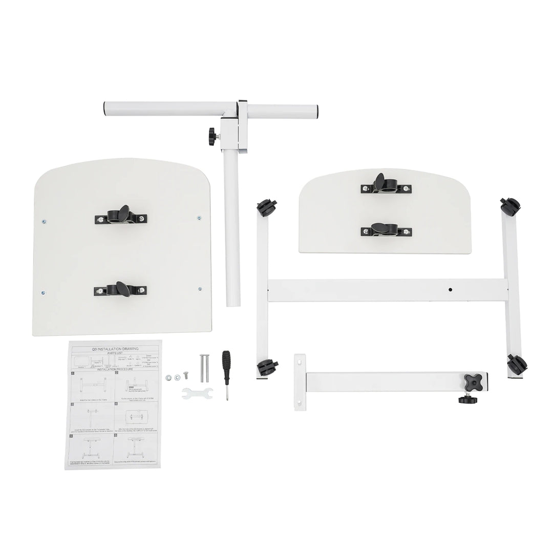 Height Adjustable White Computer Desk Stand with Wheels Adjustable Rolling Laptop Table Suitable for Bedroom, Living Room, Study