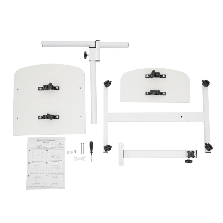 Height Adjustable White Computer Desk Stand with Wheels Adjustable Rolling Laptop Table Suitable for Bedroom, Living Room, Study