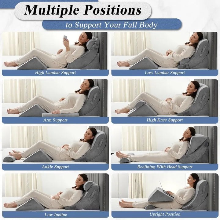 4PCS Orthopedic Bed Wedge Pillow Set, Post Surgery Foam For Back, Neck And Leg Pain Relief Comfortable & Adjustable Ortho