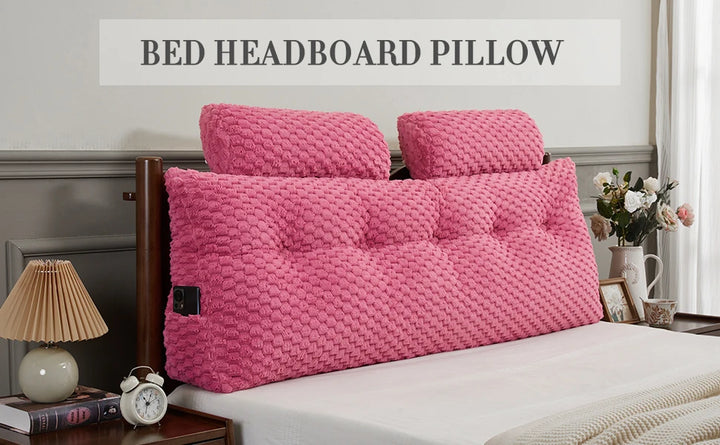 Wedge Headboard Pillow - Bed Wedge Pillow for Headboard Triangular Headboard Pillow with Neck Roll Pillow-Large Bolster Pillow f