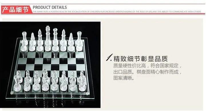 2024 glass crystal occidental chess children casual puzzle backgammon elegant transparent entertainment chessboard chessman set
