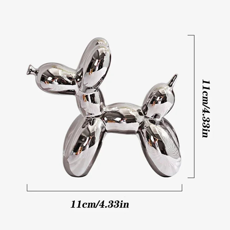 11cm/4.3inch Creative Balloon Dog Abstract Ceramic Ornament Sculpture Figurine Statue Home Office Decoration Gift