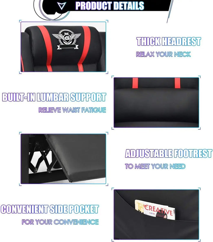 1. Giantex Gaming Recliner Chair with Massage, Adjustable Footrest & Remote Control, Red