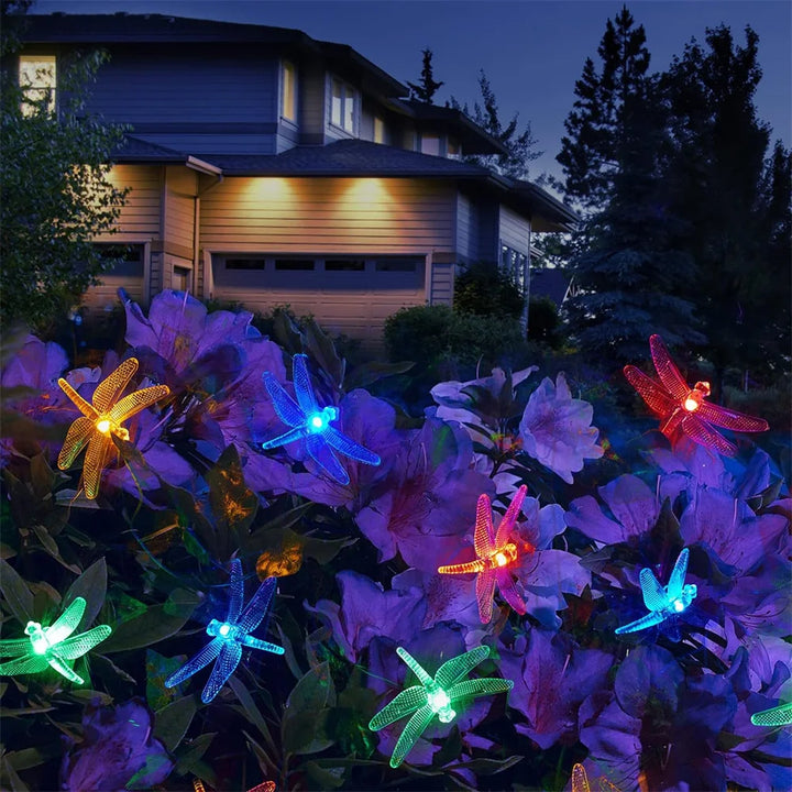 Solar Dragonfly Fairy String Lights â€“ 20 LED Waterproof Outdoor/Indoor Decorative Accent | Garden, Fence, Patio, Party | Trufairs