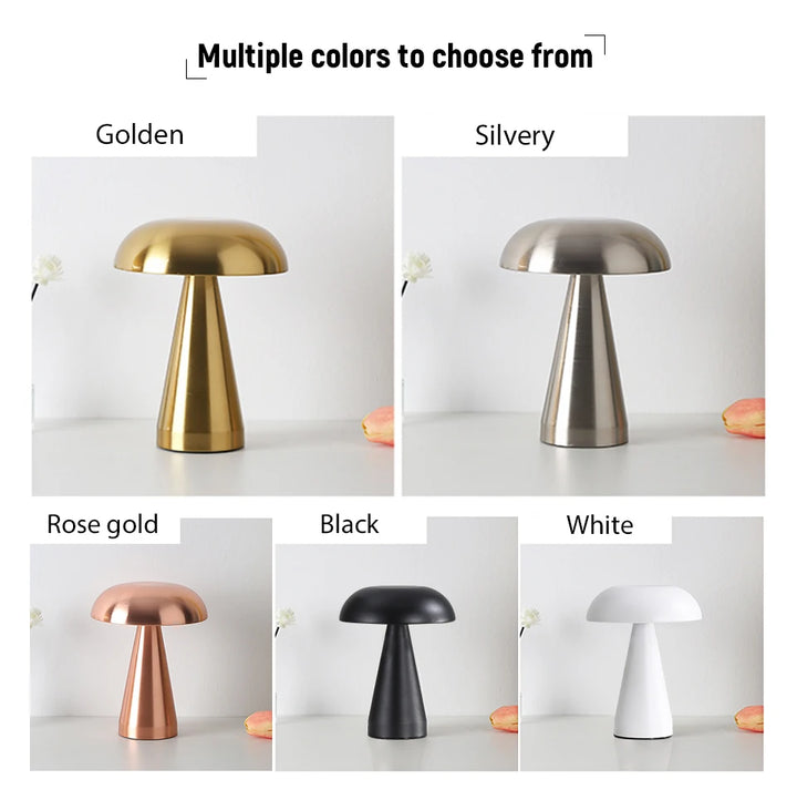 Retro table lamp Mushroom LED Night Light Rechargeable desk lamp Touch Sensor Reading Lights  for bedroom  Restaurant Bar Decor