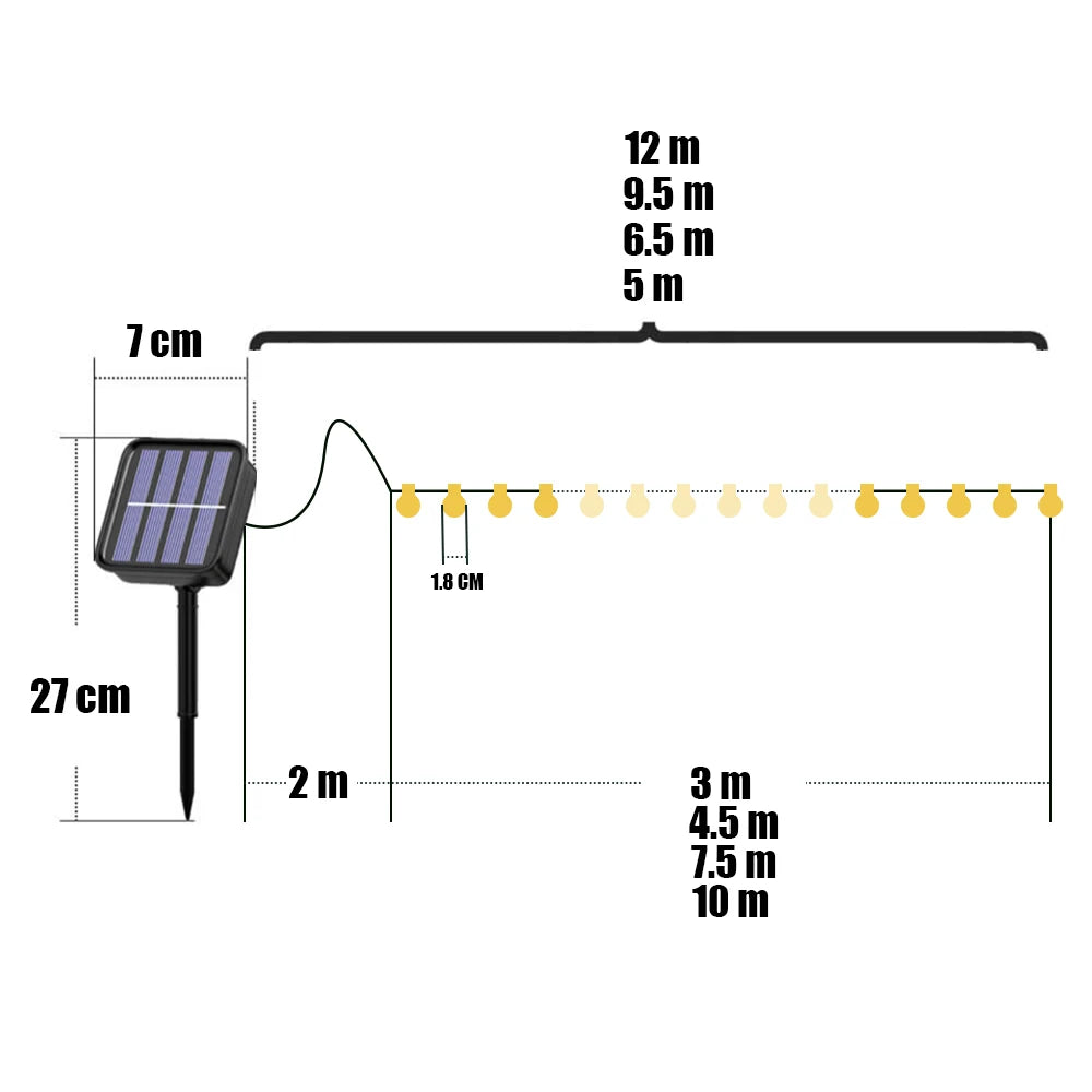 Solar Crystal Ball String Lights â€“ 4 Colors, 8 Modes Outdoor Garden & Balcony Accent | Eco-Friendly LED Decor | Trufairs