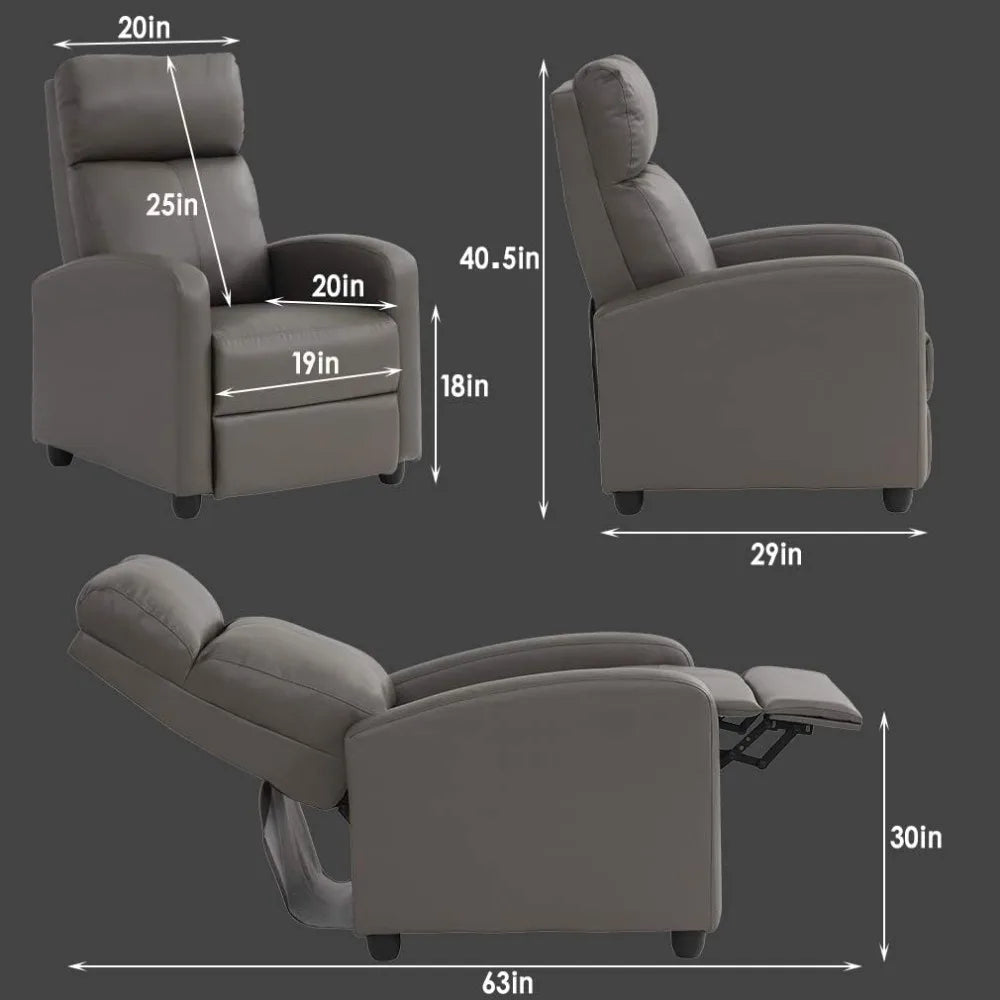 Recliner Chair for Living Room Modern Wingback Sofa Home Theater Seating Push Back Reclining Chair with Lumbar Support (Without